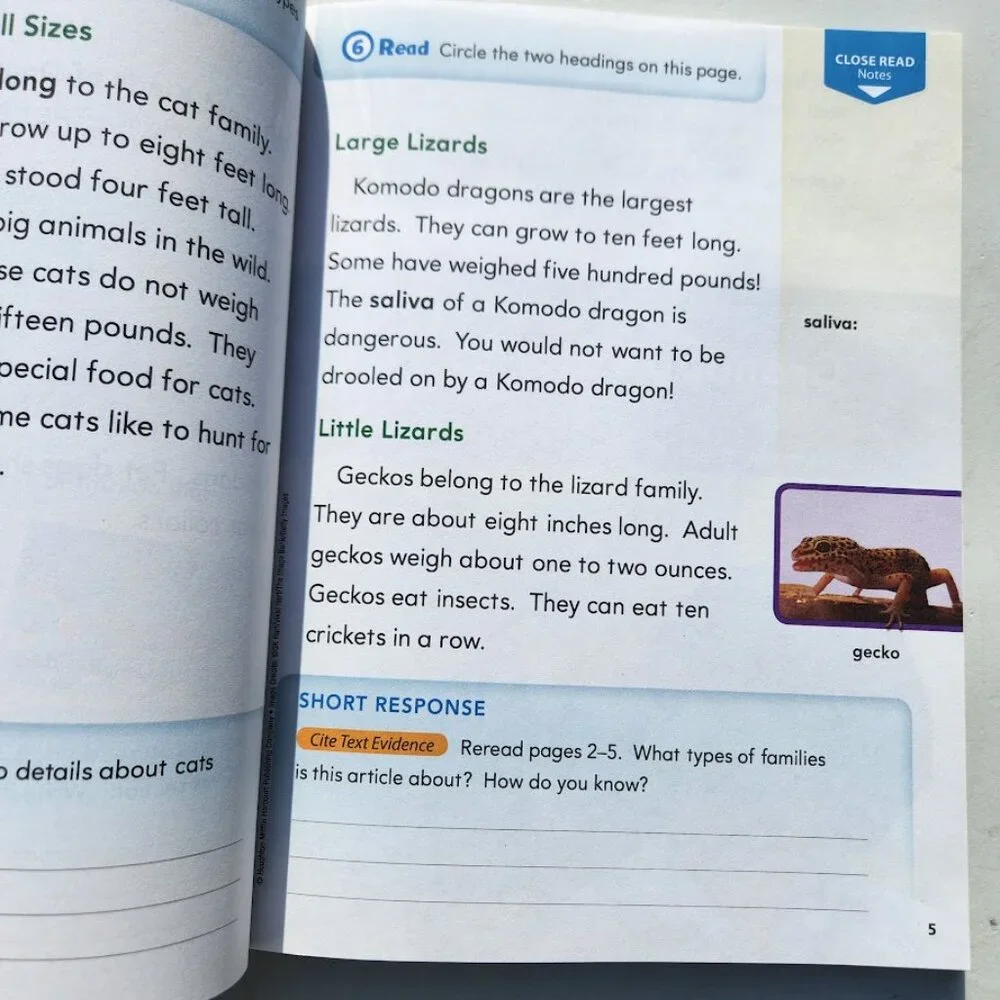 New Journeys Close Reader Notebook Grade 2 2nd Grade Workbook Book 9780544869448